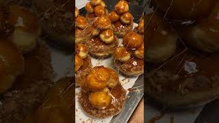 Croquembouche Doughnuts Our crèmebrûlée Brionuts topped with cream puffs First in the world [upl. by Hamehseer]