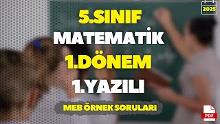 5 Sınıf Matematik 1Dönem 1Yazılı Soruları  Yeni Müfredat [upl. by Yancey74]