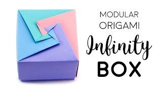 Modular Origami Box Tutorial  Infinity Lid  Paper Kawaii [upl. by Britni971]