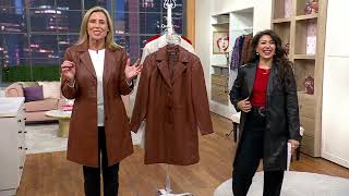 Dennis Basso Faux Leather Trench Coat on QVC [upl. by Htiderem]