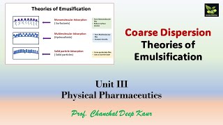 Coarse dispersion Emulsions Theories of Emulsification Emulsifying agents [upl. by Somar]