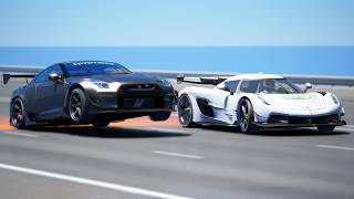 1000KMH WORLDS FASTEST GTR vs Koenigsegg Jesko  DRAG amp TRACK RACE [upl. by Takeshi]