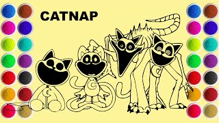 Drawing and Coloring CatNap  Sand Painting [upl. by Sigvard]