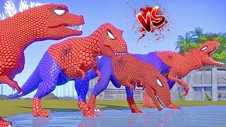 SpiderMan TRex IRex Spinosaurus Giganotosaurus Indoraptor Dinosaurs Fighting [upl. by Joash]