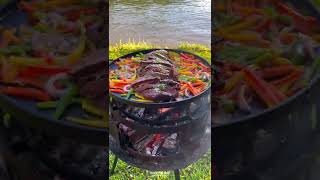 Grilled Flat Iron Steak Fajitas Recipe  Over The Fire Cooking by Derek Wolf [upl. by Zealand]