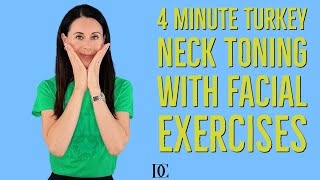 4 Minute Turkey Neck Toning With Facial Exercises [upl. by Anuahsat]