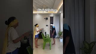 Blindfold Towel Challenge couplegoals couplechallengevideo funny comedy challengevideo shorts [upl. by Moulton]