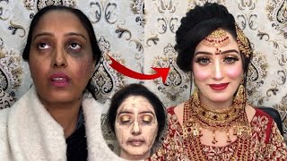 Bridal makeup transformation with Kryolan tv paint stick and revlon foundation  Blush with Amna [upl. by Fabian]