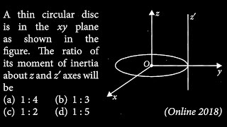 A thin circular disc is in the xy plane as shown in the figure The ratio of its RT DTS 18 Q1 [upl. by Zoubek]