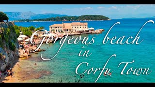 Faliraki beach vibes  Corfu Town Beach with sounds of cicadas [upl. by Schonthal746]