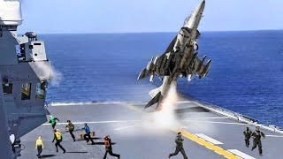 US Navy AV8B Harrier Pilot Incredible Stunt Performs Jump from Aircraft Carrier [upl. by Alik]