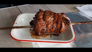 Weber Q 3000 Rotisserie Lamb Shoulder Kebabs [upl. by Nahshunn]