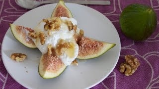 Rezept Frische Feige mit griechischem Joghurt Honig und Walnüssen  mediterranes Dessert [upl. by Farmelo]