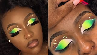 Green Elongated Cutcrease  Client Makeup Tutorial [upl. by Joacima]