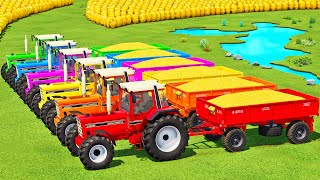 LOAD CORN amp TRANSPORTING WITH CASE amp VALTRA TRACTORS  Farming Simulator 22 [upl. by Azile]