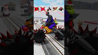 Big amp Small Santa Claus train VS long big amp small cars and characters on moto with studded wheels [upl. by Ciccia]