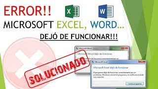 Error microsoft word dejó de funcionar y excel dejo de funcionar [upl. by Nair]