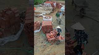 Arranging Bricks to Build a House from Above  Builder Vietnam builder construction concreting [upl. by Enimrej]