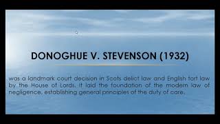 Donoghue v Stevenson 1932  Doctrine of Negligence  Law of Tort  Case Summary [upl. by Charline202]