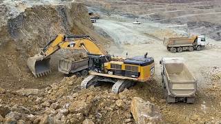 Caterpillar 6060 Face Shovel loading Autonomous Trucks [upl. by Mutua]