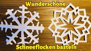 Schneeflocken basteln für Weihnachten  Schneeflocken Vorlage Papier  Schneeflocken basteln Papier [upl. by Fawcette]