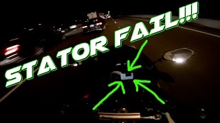 Motorcycle StatorRegulator Fails on Highway [upl. by Hsital497]