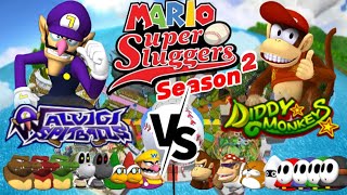 WTF… WALUIGI SPITBALLS VS DIDDY MONKEYS Mario Super Sluggers Season 2 [upl. by Ahsehyt]