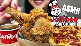 JOLLIBEE Chickenjoy Fried Chicken amp Filipino Spaghetti  ASMR Eating Sounds  BIG BITES  ASMR Phan [upl. by Ellehcor]