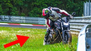 The REAL HEROES of the NÜRBURGRING 2023 BIKER Compilation Crazy Riders FAILS Wheelies etc [upl. by Ellicec]