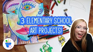 Art Projects for Elementary Students  3 Drawing Ideas [upl. by Ennoryt47]