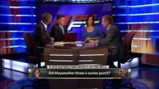 ESPN First Take Mayweather Sucker Punch Debate [upl. by Rialb152]