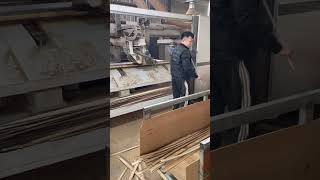 Online wooden door edge cutting Servo control 4side saw with loading gantry woodworking [upl. by Iveson]