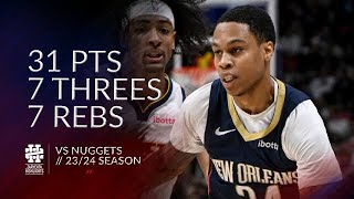 Jordan Hawkins 31 pts 7 threes 7 rebs vs Nuggets 2324 season [upl. by Acinaj]