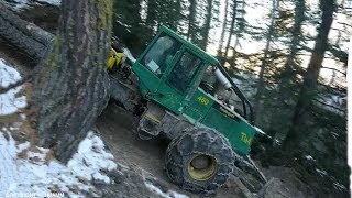 TIMBERJACK 460 SKIDDER débardage EXTRÊME 1 ⚠️ sur terrain gelé dans un mur HD METIER DE LEXTREME [upl. by Kaiulani719]