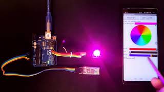 Arduino Uno  Control RGB LEDs with smartphone using HC06 module [upl. by Romilda]