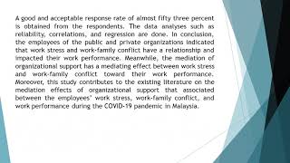 Work Stress Work Family Conflict and Work Performance with Mediation of Organizational Support amo [upl. by Sanderson661]