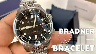 Spinnaker Bradner Diver Watch with New Rice Metal Bracelet Band Review [upl. by Nnaecyoj]