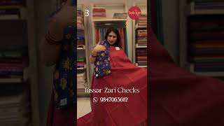 Beautiful Zari Checked Tussar sarees [upl. by Ylrebme]