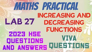 MATHS LAB 27INCREASING AND DECREASING FUNCTIONS2023 HSE QUESTIONS AND ANSWERSVIVA QUESTIONS [upl. by Lauraine254]