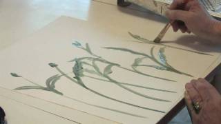 Decorative Painting Techniques  How to Paint Flowers on a Wall [upl. by Ahsenik]