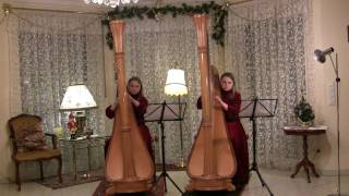 Silent NightStille NachtTwin Harp Duet DuoZwillings Harfen Duo Duet Wagner [upl. by Torrey]