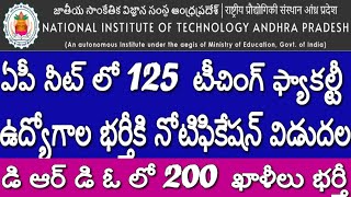 AP NIT RECRUITMENT 2024 125 Teaching Vacancies DRDO 200 Vacancies [upl. by Cliff]