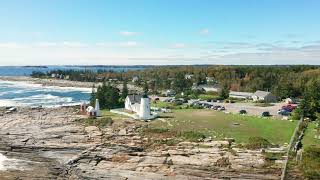 Aerial view of Pemaquid Point Lighthouse in New Harbor Maine [upl. by Adiarf283]